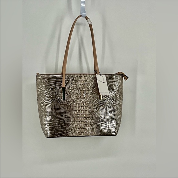 NWT Brahmin Style Elegant Crocodile-Embossed Tote Bag with crossbody Strap - Picture 1 of 9